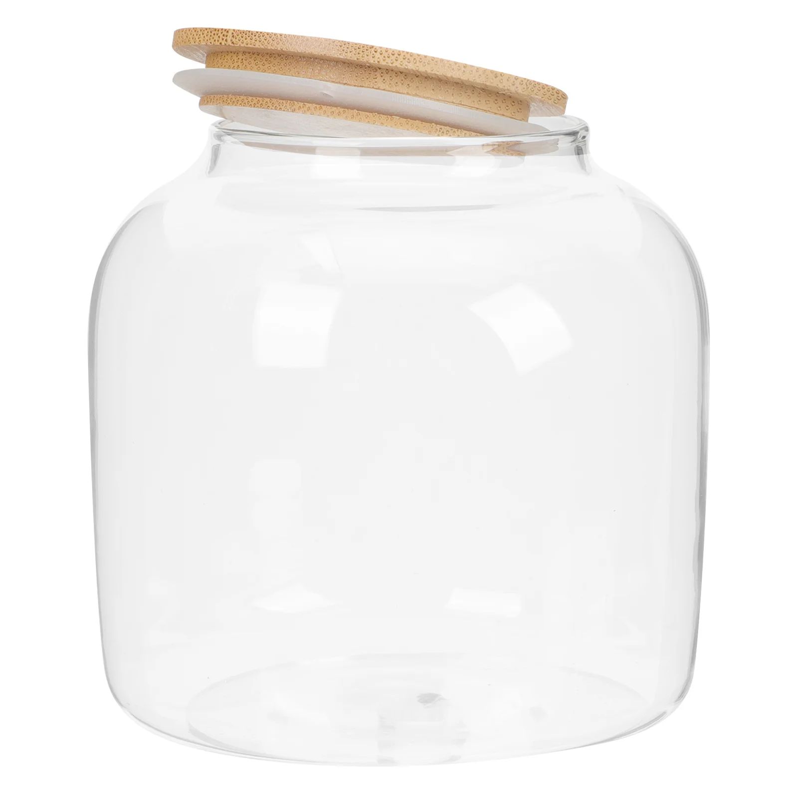 

Glass Tea Canister With Bamboo Lid Transparent Storage Jar For Kitchen Pantry Candy Snacks Grains Coffee Airtight Food