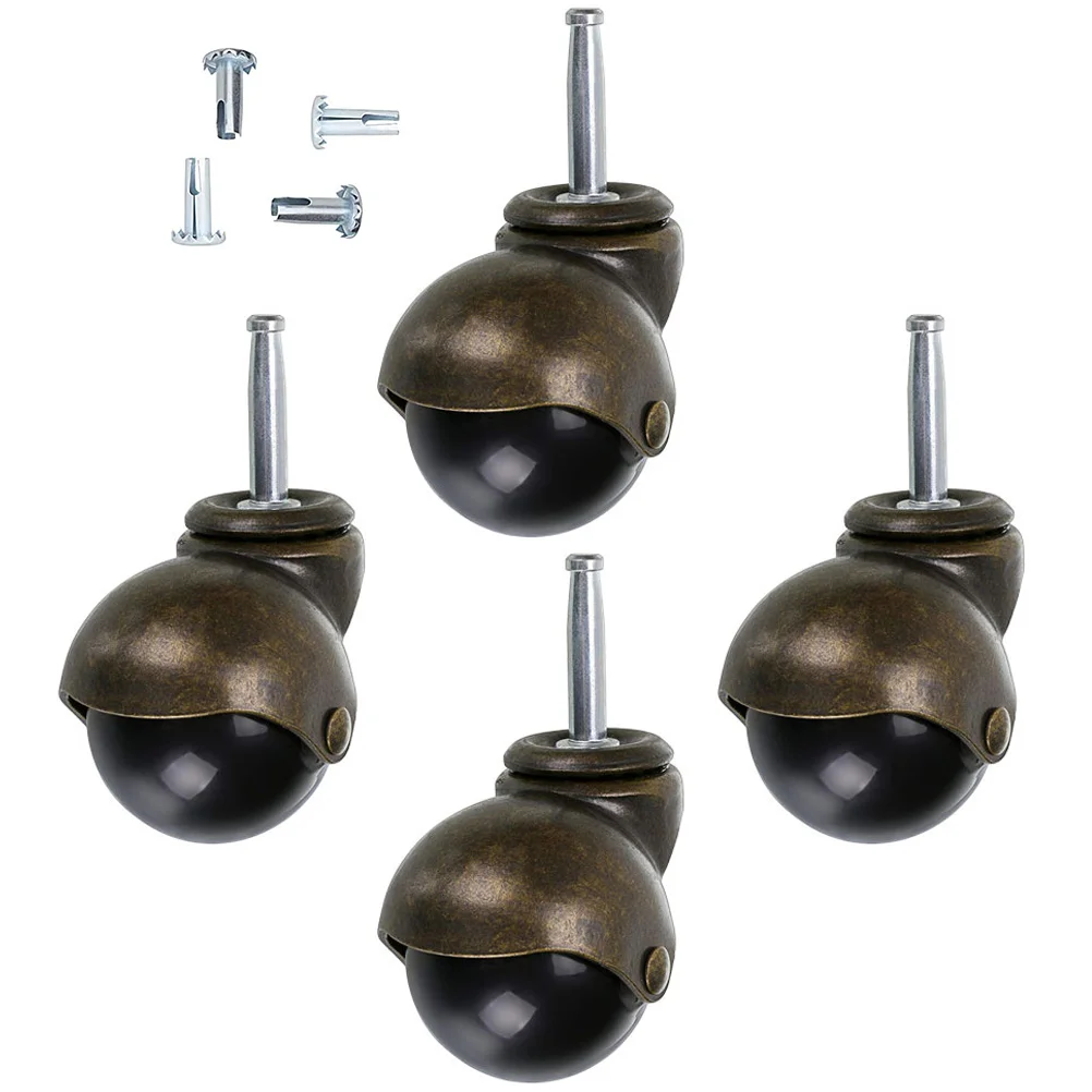 

Gold Furniture Caster Ball with Rod Wheel Set of 4 Office Chair Wheels Casters Stem Heavy Duty Replacement Swivel