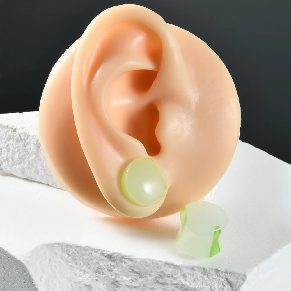 1PC Green Agate Stone Ear Gauge Double Flared Saddle Ear Plugs Ear Stretchers Tunnels Expanders Body Piercing Jewelry 6-30mm