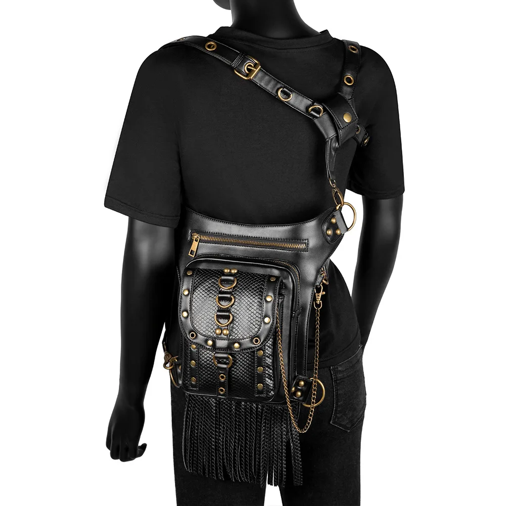 Women's bags European and American fashion steampunk retro shoulder bag diagonal waist bag Fanny Pack Leg Bag Purse Chest Bag