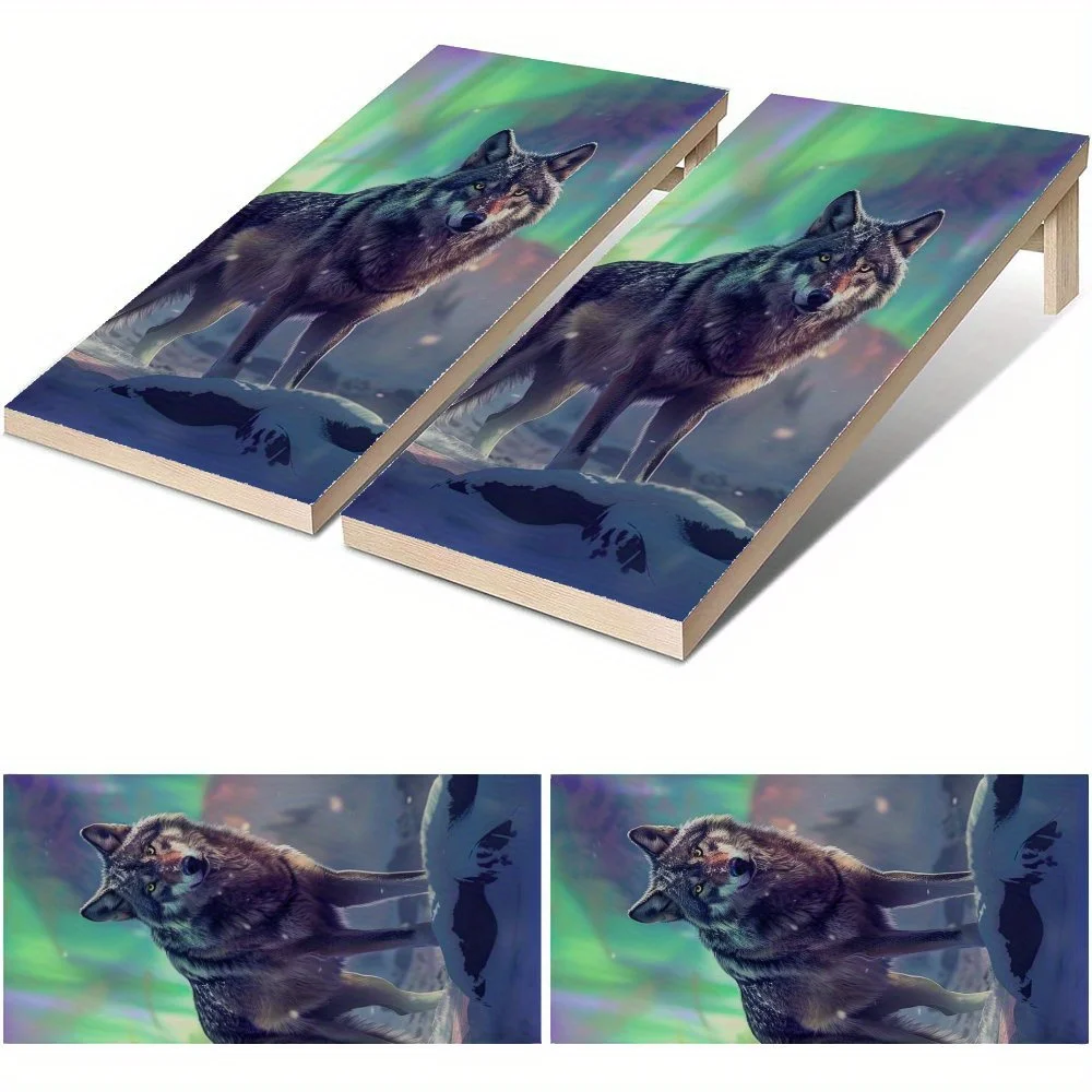 

Aurora Snow Wolf Waterproof Cornhole Board Vinyl Wraps, PVC Outdoor Game Board Design, Perfect for Sports & Leisure Activities,