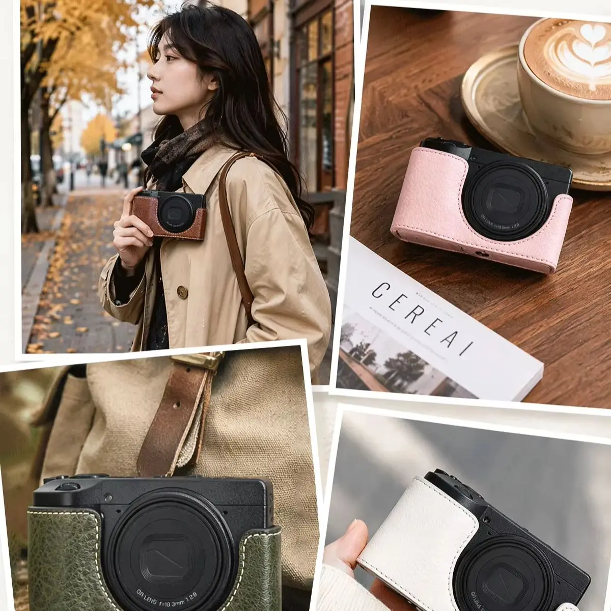 PU Leather Camera Half Case Protective Base Body Skin Cover For Ricoh GR IV Portable Camera Bag Camera Accessories