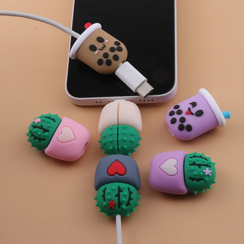 Kawaii Cactus Charger Cable Protector Cable Winder Phone Cable Cover For Iphone11 XS XR Data Line Organizer