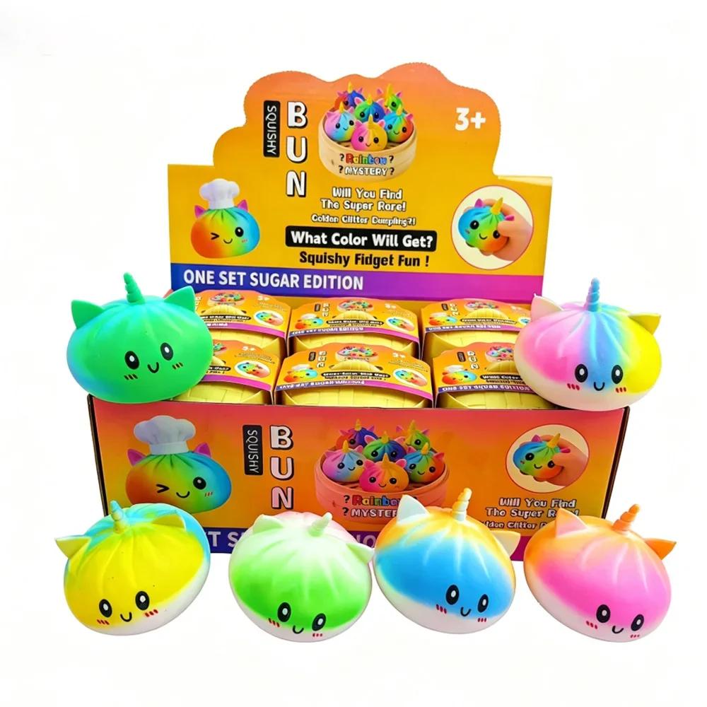 Neues Regenbogen-Einhorn-Brötchenspielzeug, Blind-Box-Packung, Realistisches Suppenknödel-Stressabbau-Spielzeug, lindert sensorischen Stress – Detail 5