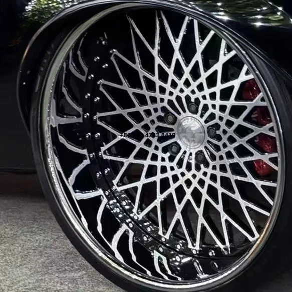 

Luxury 16 18 20 22 24 26 Custom Polished Lip 2-Piece Forged Auto Rim Alloy 5x127 Rim for GT2RS GT3