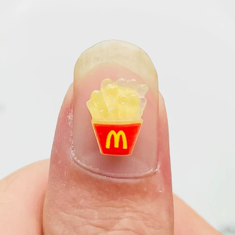 50Pcs New Cute 11*9mm Mini Cartoon French Fries Flat Back Resin DIY Jewellery Hairpin Children\'s Gifts Manicure Accessories A112