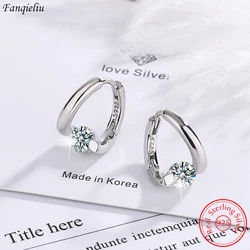 Fanqieliu Real 925 Sterling Silver Spiral Crystal Hoop Earrings For Women Fashion Jewelry New FQL22023