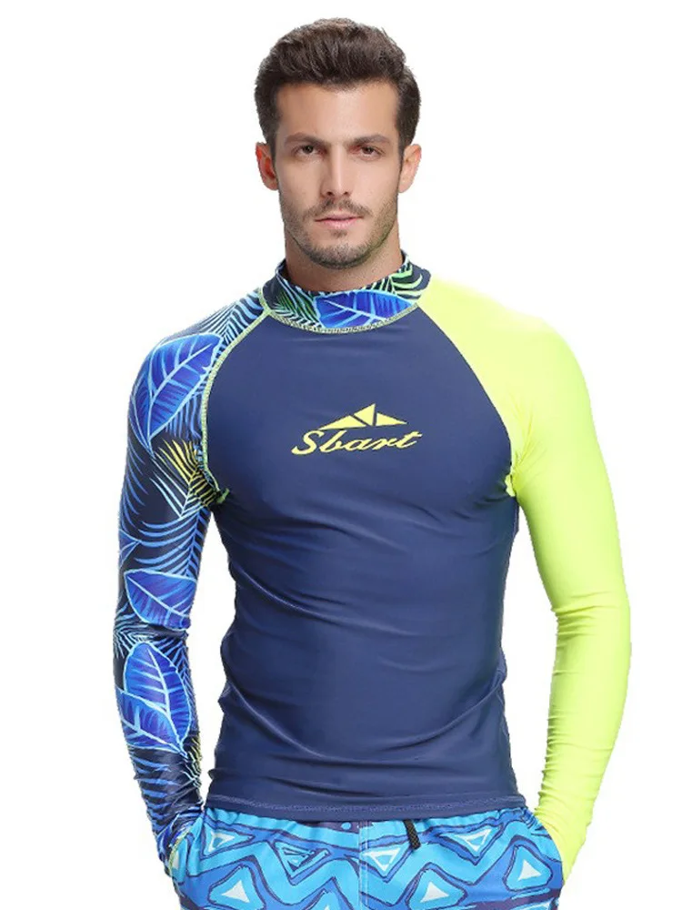 Uomo surf Rashguard camicie manica lunga costumi da bagno attillati protezione UV sport acquatici nuoto Floatsuit Diving top t-shirt