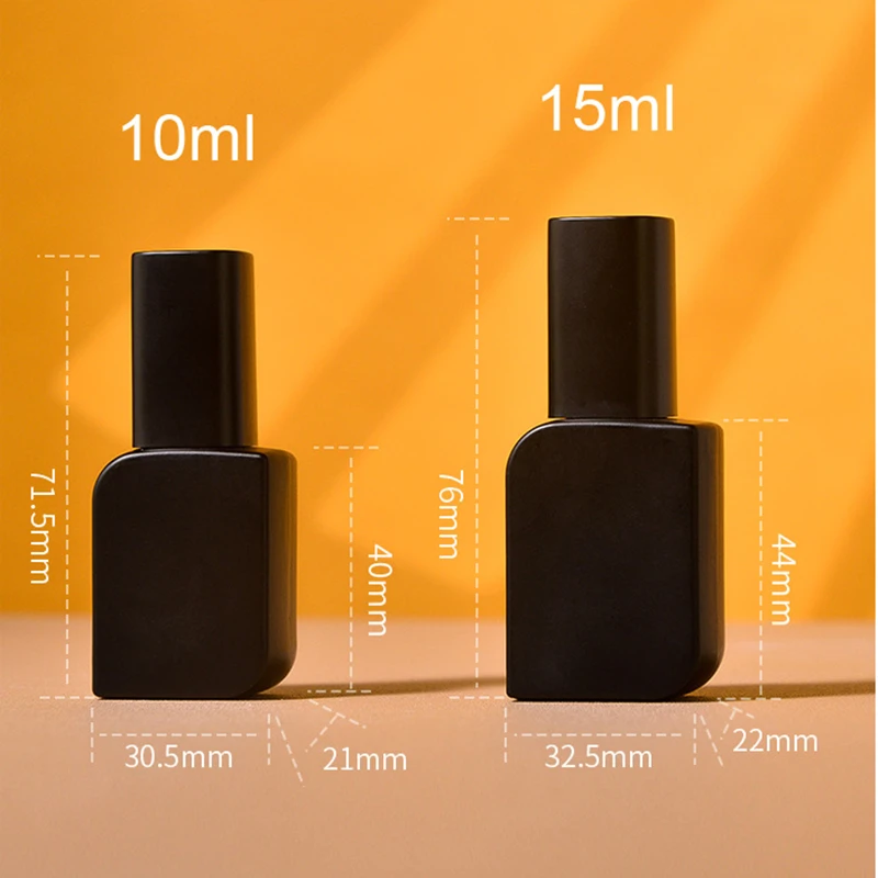 100Pcs 10/15ML Empty Glass Nail Gel Bottle Matt Black Filling Nail Polish/Glue/Sealing/Basic Oils Light-resistant Good Storage