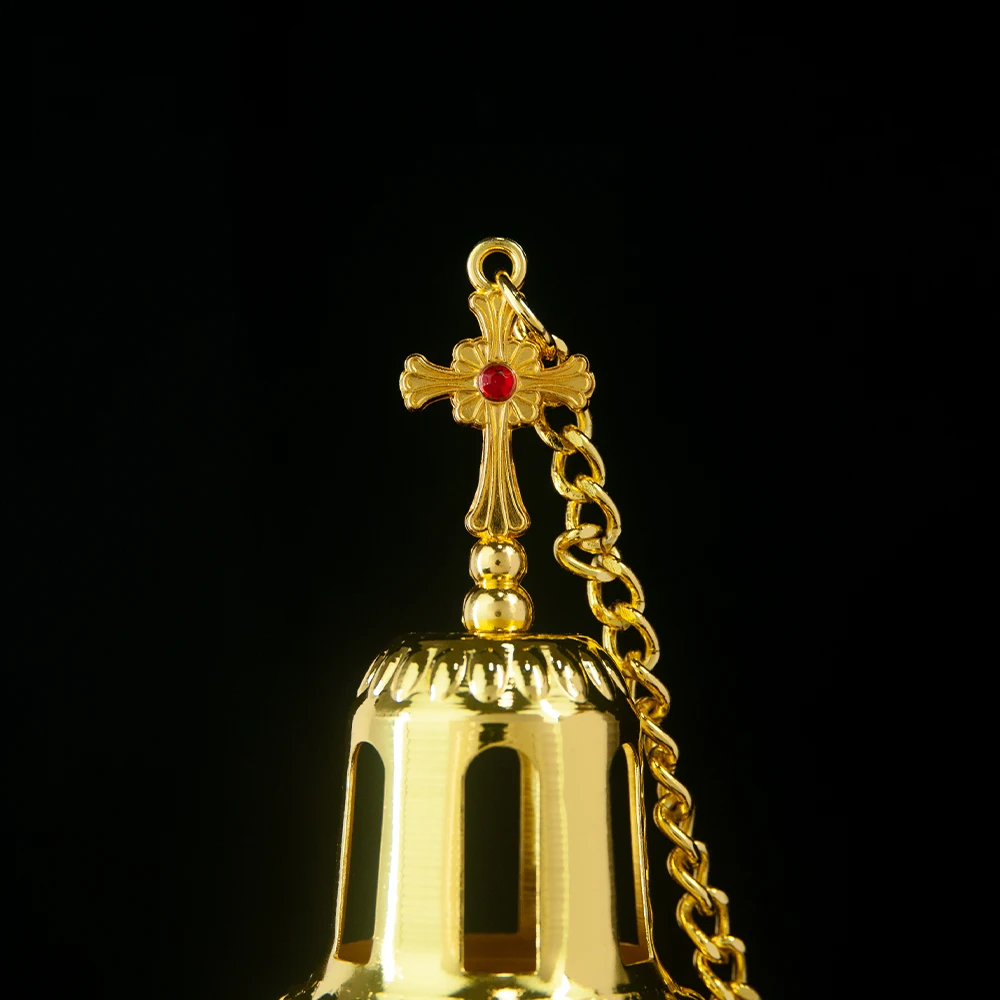 Hot Sale Hanging Orthodox Censer Gold Silver Plated Incense Burner with Bells Church Religious Incense Pot Worship Decor Gift view 3