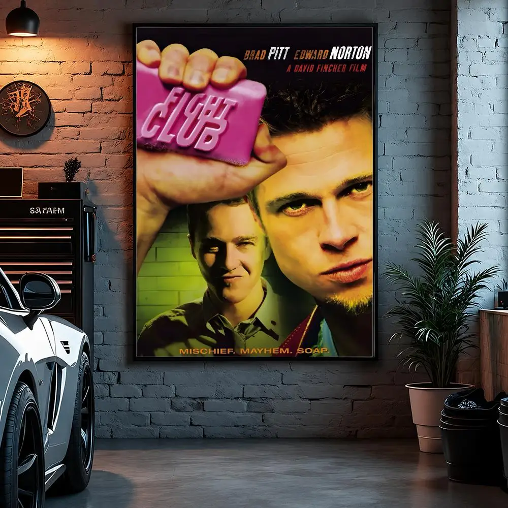 Movie Cult F-Fight Club Poster Self Adhesive Art Poster Bedroom Dorm Gaming Room Decor Gift