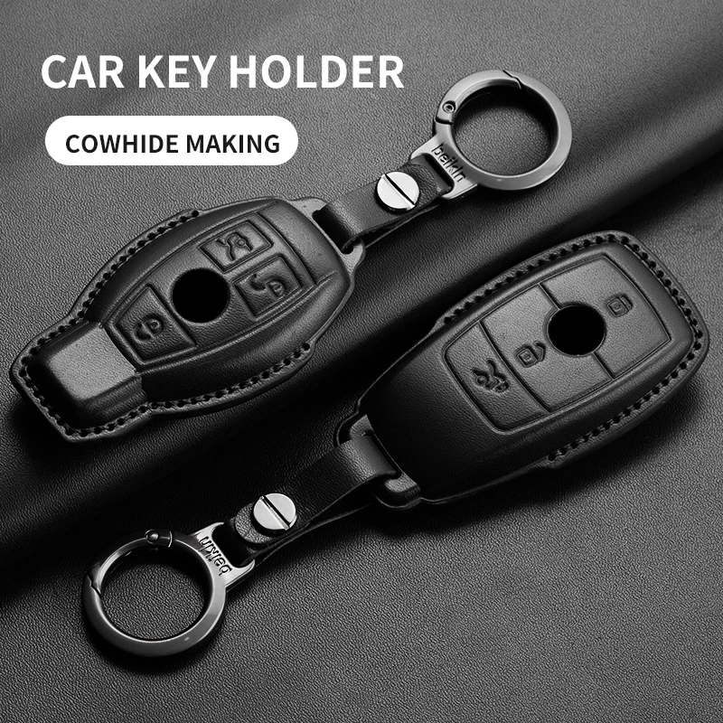 

For Mercedes Benz A C E S G Class GLC CLE CLA W177 W205 W213 W222 X167 AMG Car Key Case Cover Leather Car Key Accessoires