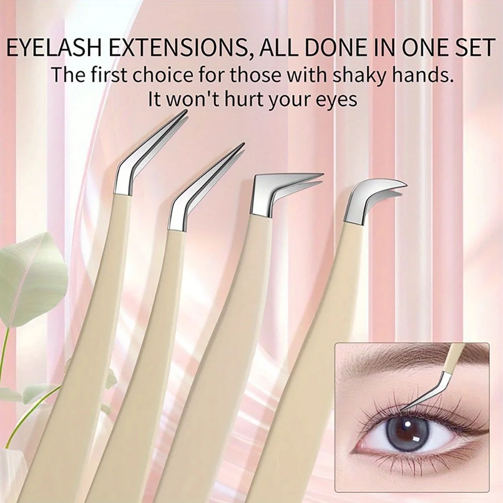 4 pezzi strumento applicatore ciglia pinzette per ciglia fai da te pinzette per ciglia piegatrici, pinzette per ciglia finte pinzette in acciaio inossidabile sicure