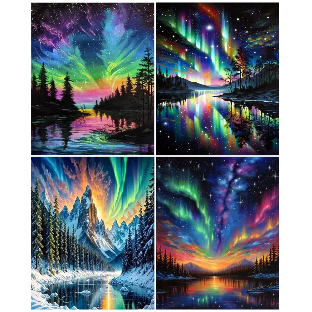 

5d Diamond Painting Handiwork Art Diy Gift Aurora Full Round Diamond Art For Beginners Create Wall Art Rhinestone Of Picture