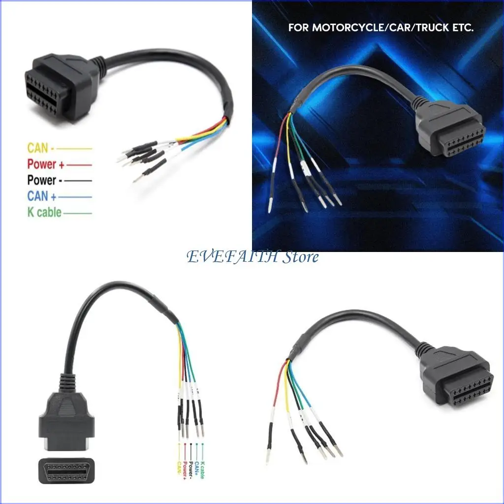 124B OBD OBD2 Женский K Line Can Line Диагностический кабель K + CAN OBD2 Кабель для автомобиля Грузовик