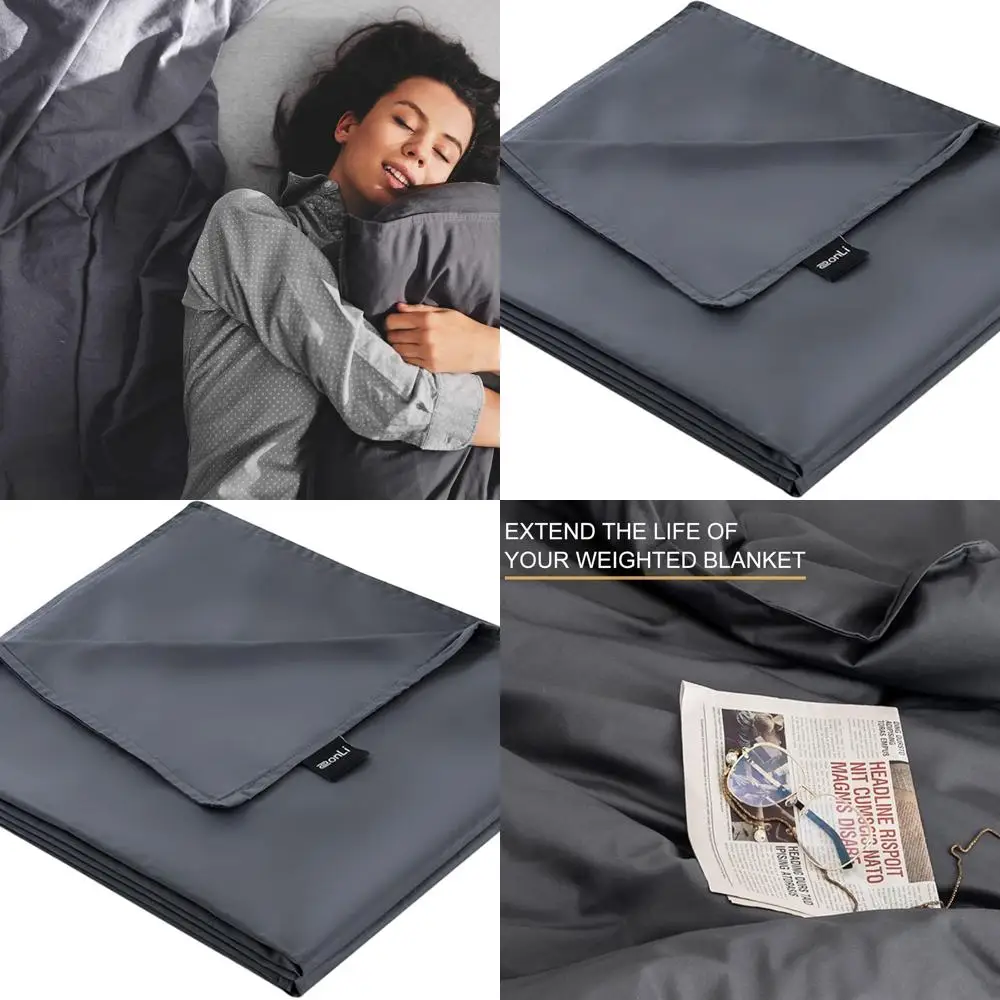 

King Size Dark Grey Breathable Duvet Cover, Removable for Weighted Blankets, All-Season Softness