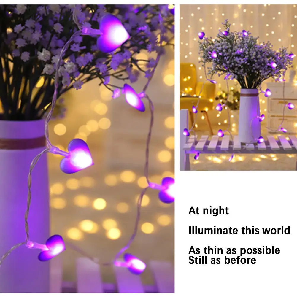 LED Love String Lights Pink Purple Blue Christmas Wedding Birthday Decoration Lights Fairy Tale Garland Home Party Q3V6