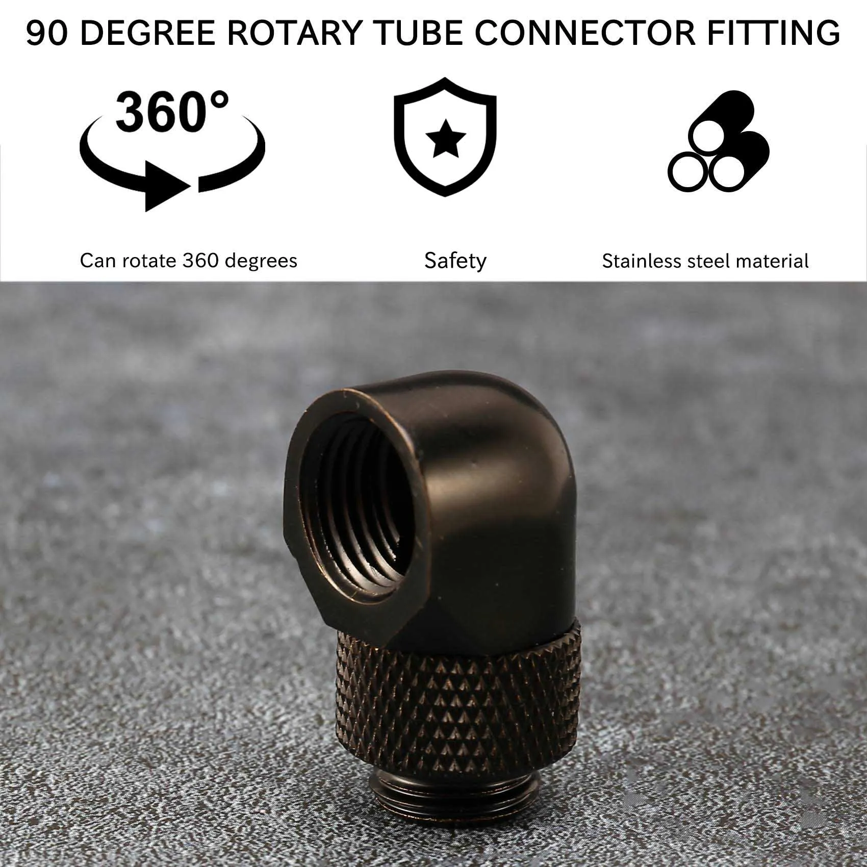 12.9mm g1/4 rosca 90 graus conector de tubo rotativo encaixe para resfriamento de água de pc-A22R