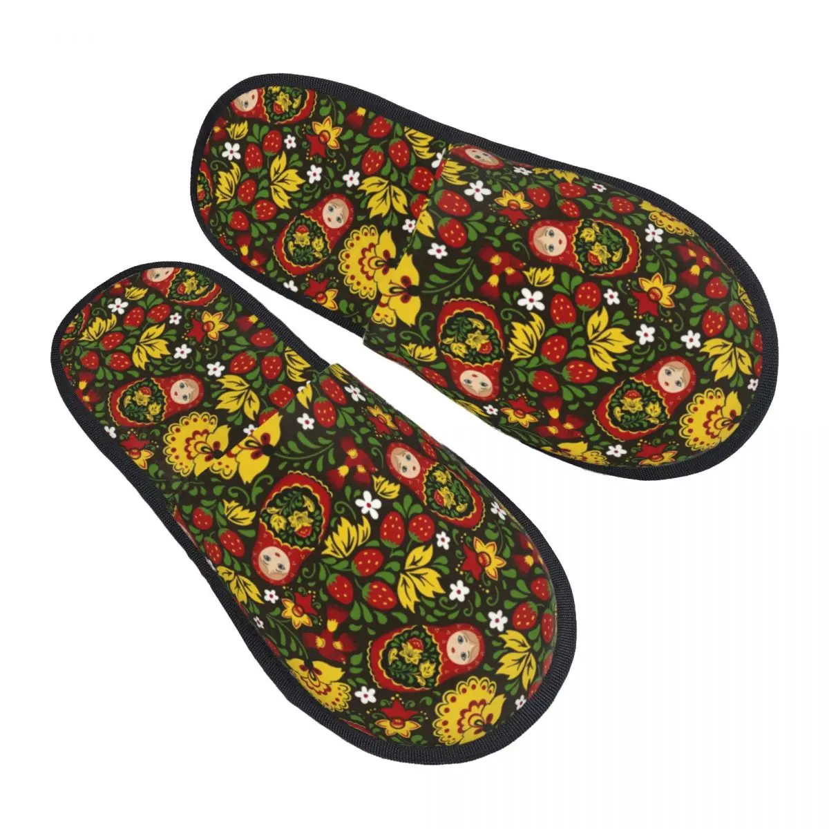 Custom Russian Doll Soft Memory Foam House Slippers Women Flower Matryoshka Babushka Art Comfy Warm Anti-skid Sole Slipper