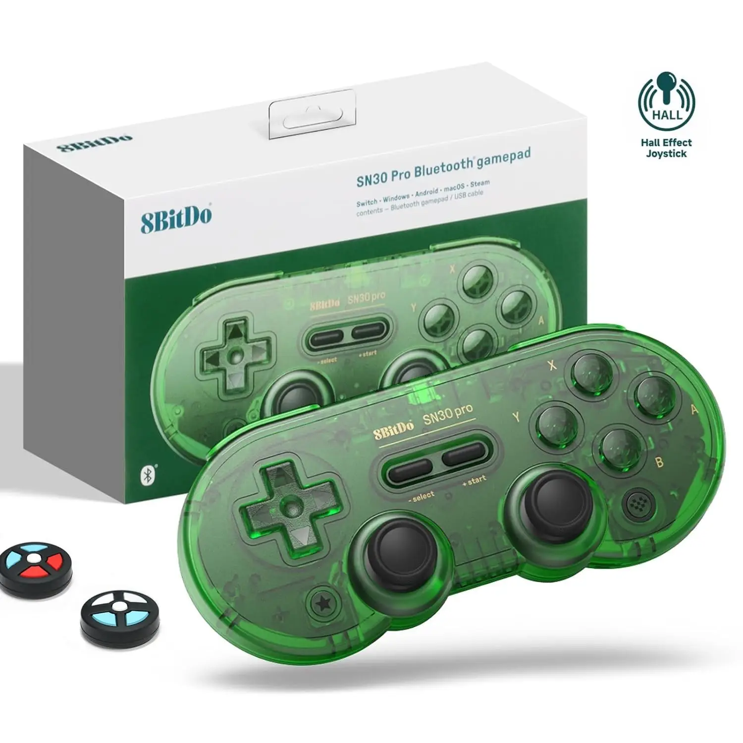 

Беспроводной Bluetooth-контроллер с джойстиком на датчиках Холла, совместимый с Switch, PC, Mac, Android, Steam - Нефритовый зеленый