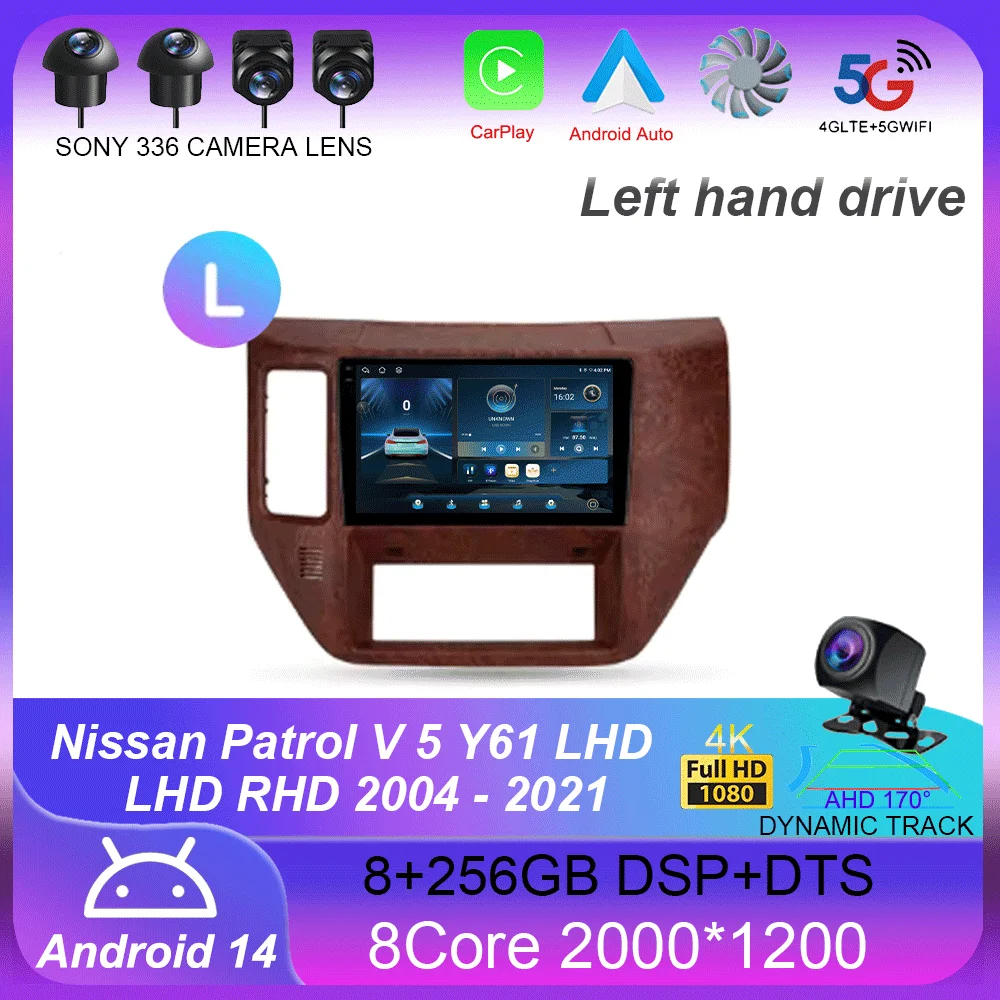 

For Nissan Patrol V 5 Y61 LHD RHD 2004 - 2021 Carplay 4G+WIFI GPS Car Radio Navigation Multimedia Video Player Stereo Android14