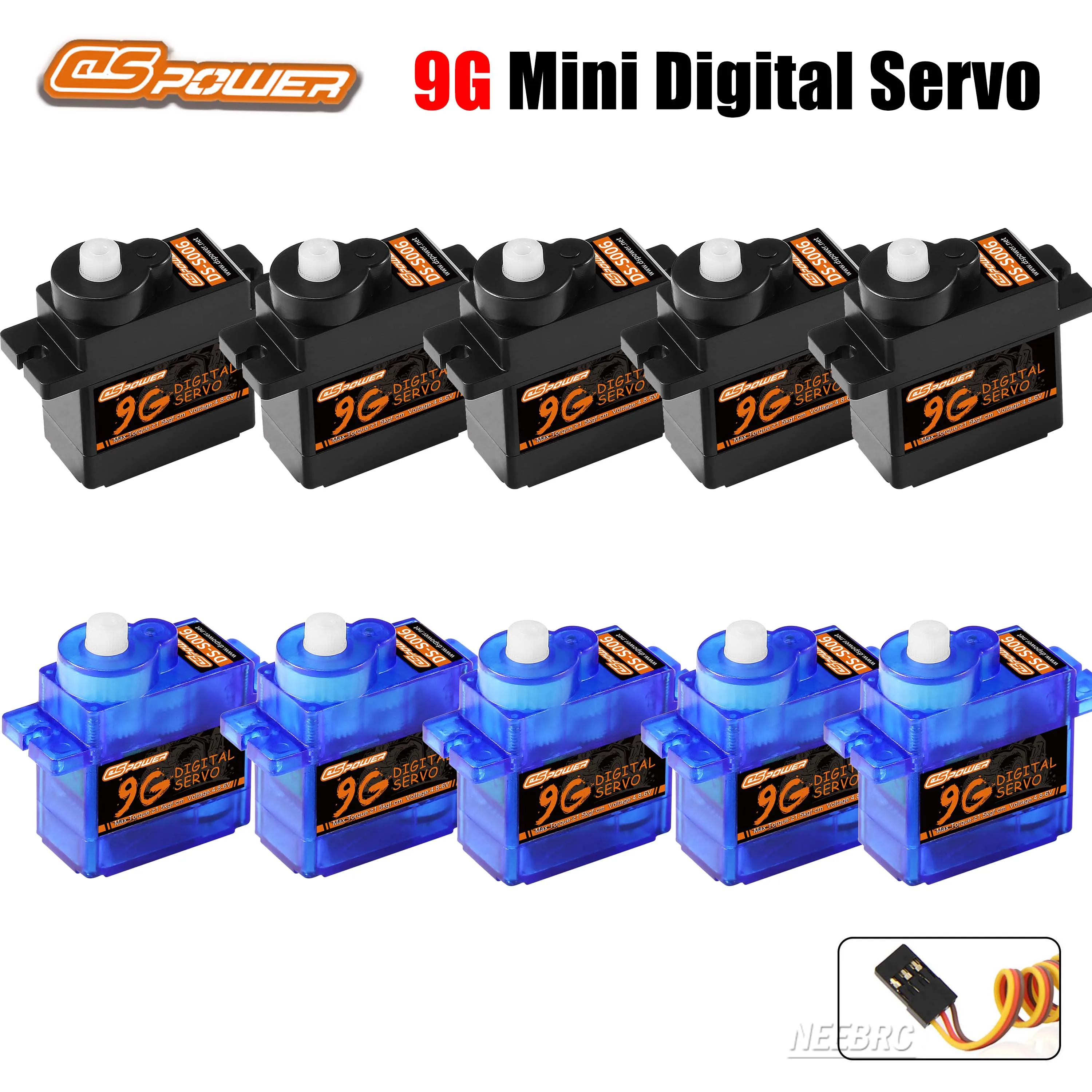 DSPOWER 9G Mini servomotor Digital 4,8-6V para RC Micro coche 450 helicóptero SCX24 WLtoys K969 avión barco FPV pieza de Robot de ala fija