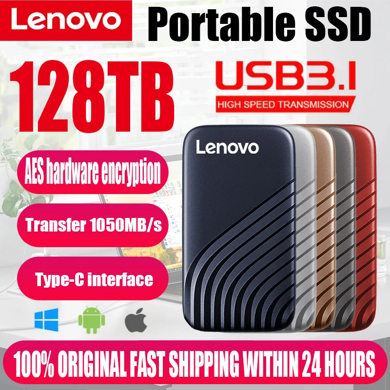 

Lenovo Original External Hard Drive 1TB Storage Drive Solid-state SSD USB3.1 HDD Portable 2TB External Hard Disk for Mac/Phone