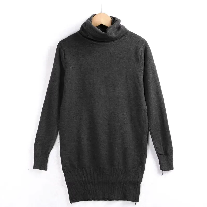 

Женский вязаный свитер High Ne Slim Fit, однотонный, эластичный, зимний, длинный, средней длины, цельный, для поездок на работу