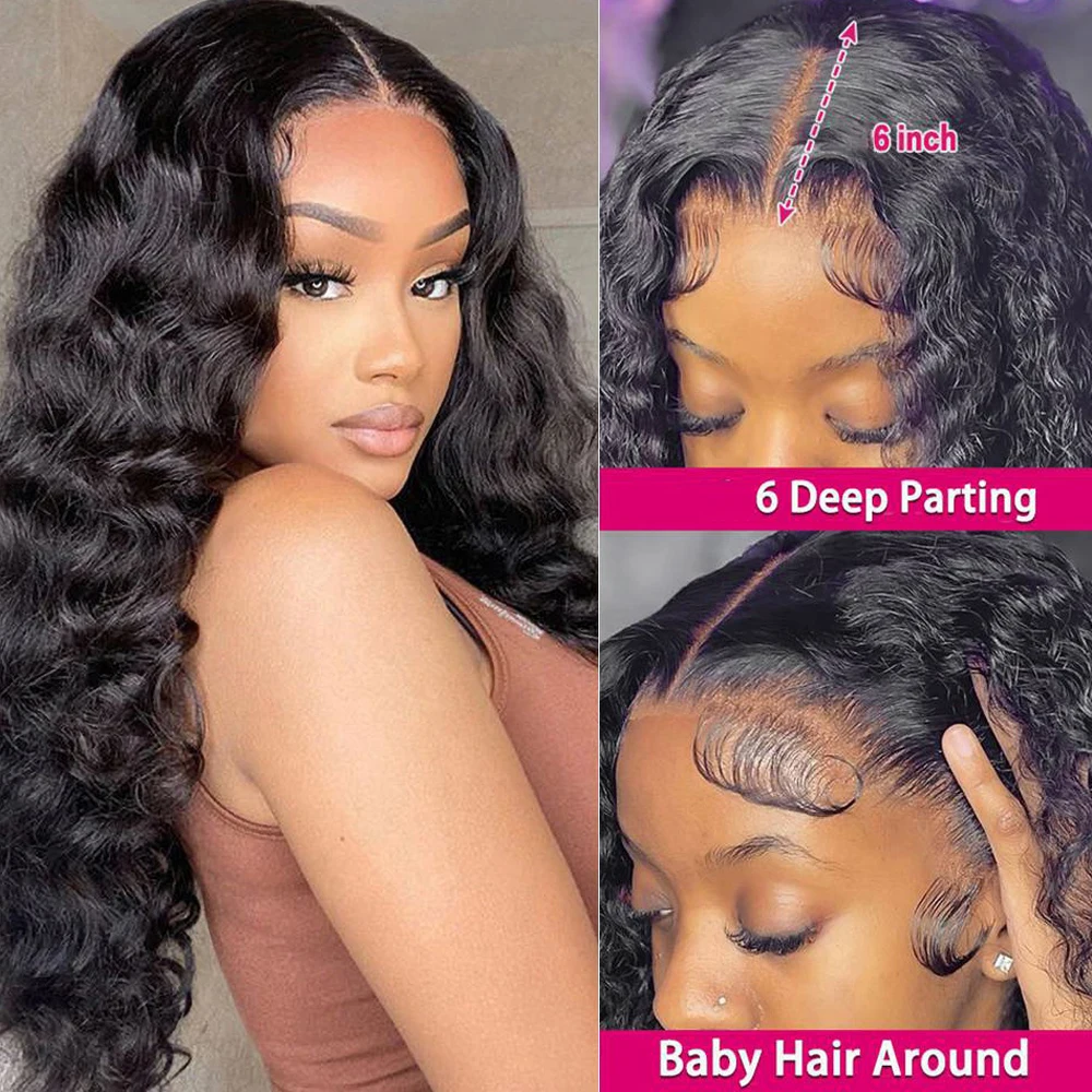 Loose Deep Wave Human Hair Wigs 13x4 Lace Frontal Human Hair Wig Loose Wave Curly Lace Front Wig 30Inch Pre-Plucked Lace Wigs