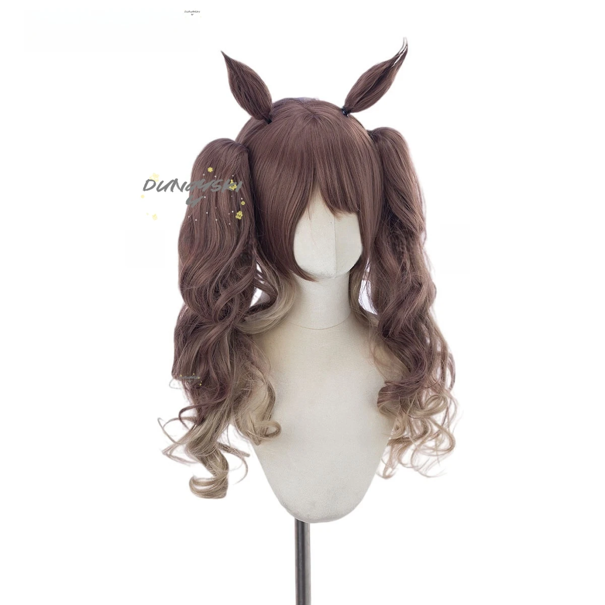 Uma Musume Tosen Jordanann Anime Game Cosplay Wig Synthetic Brown Ponytail Hair Perfect For Halloween Party Role-playing
