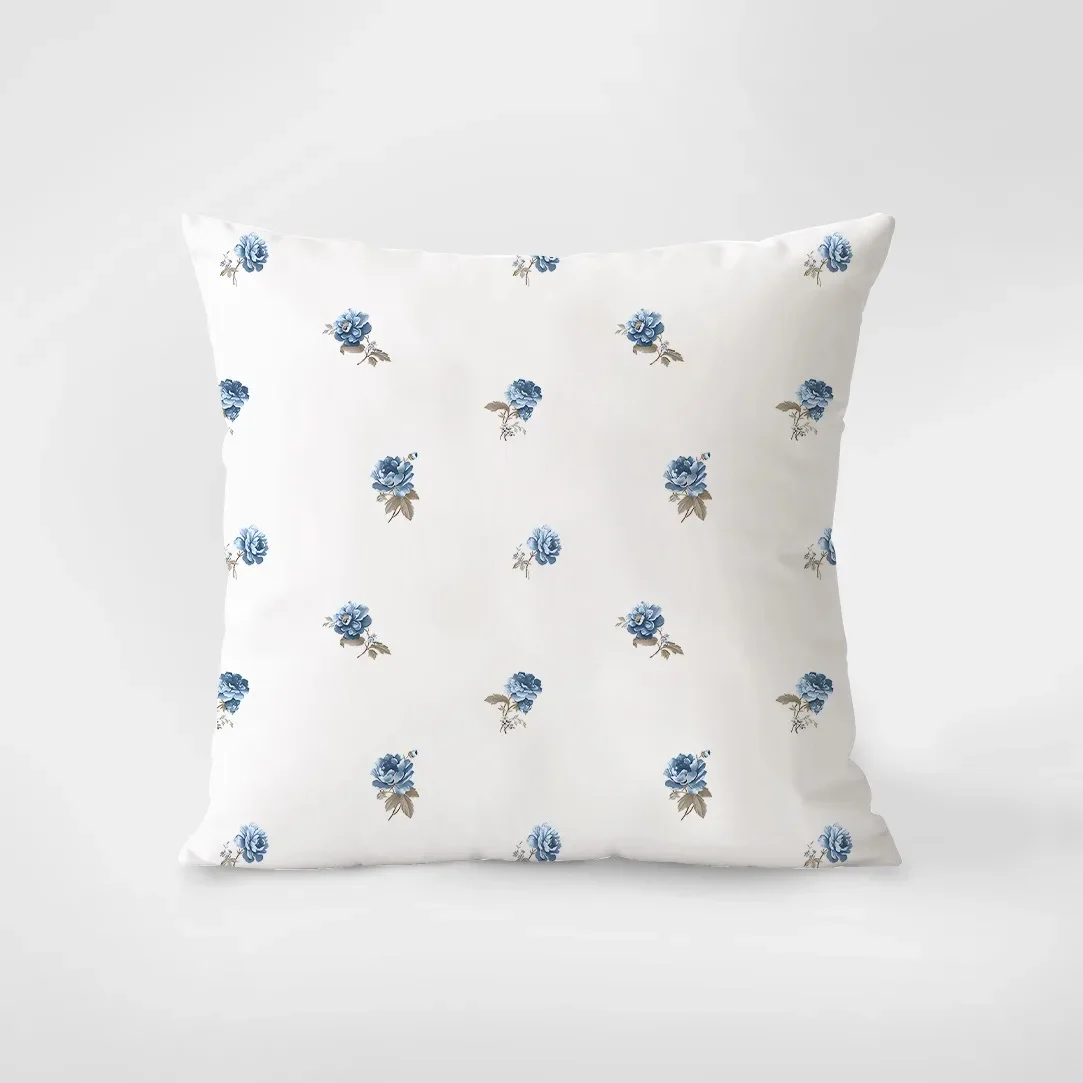 Blue Vintage Floral Pillowcase Dormitory Decoration Office Living Room Sofa Home Pillowcase40x40cm 50x50 45x45