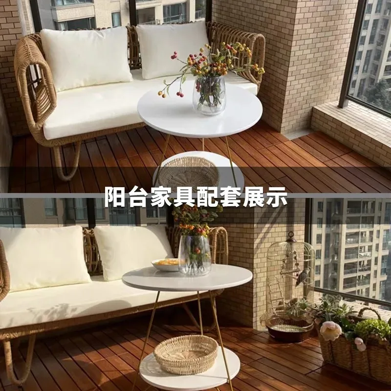 Outdoor sofa courtyard garden hotel creative rattan bamboo sofa coffee table combination outdoor