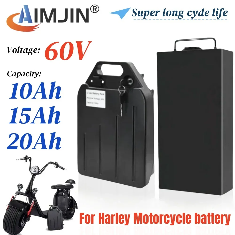 100% Nieuwe Elektrische voertuig lithium batterij 60V 10Ah 15Ah 20Ah 2000W voor Harley twee wiel opvouwbare Citycoco elektrische scooter