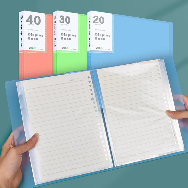 

20/30/40 Pages Color Frosted A5 Folder Booklet Transparent Insert Bag Office Ticket File Folders Document Organizer
