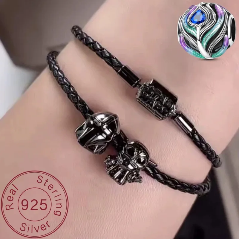 Pendentif casque Mandalorian en argent sterling 925, série Star Wars, perles pour bracelet femme, bijoux DIY, cadeau, offre spéciale