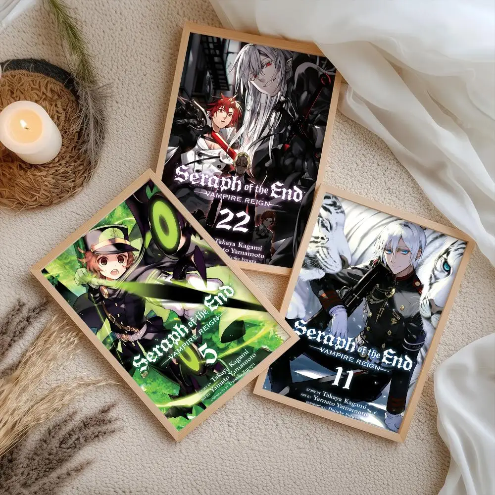 S-Seraph of the End Anime Poster Stickers Self-Adhesive Painting Mural Decor Wall Decals for Bedroom Living Room Home HD Gift