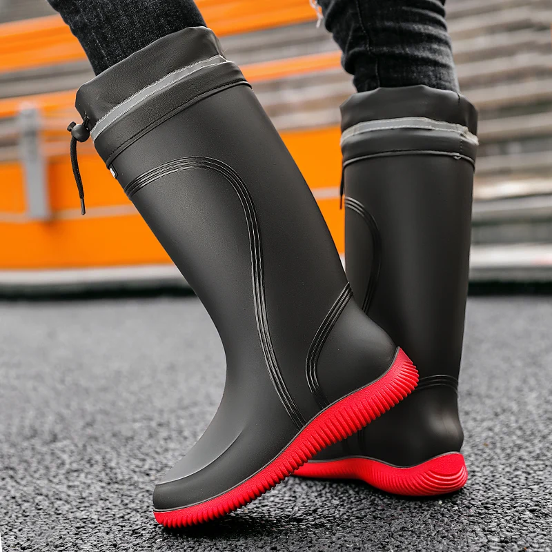 Zapatos de lluvia impermeables para hombre, botas impermeables para las cuatro estaciones, suelas suaves, antideslizantes, cómodas, para trabajo al aire libre