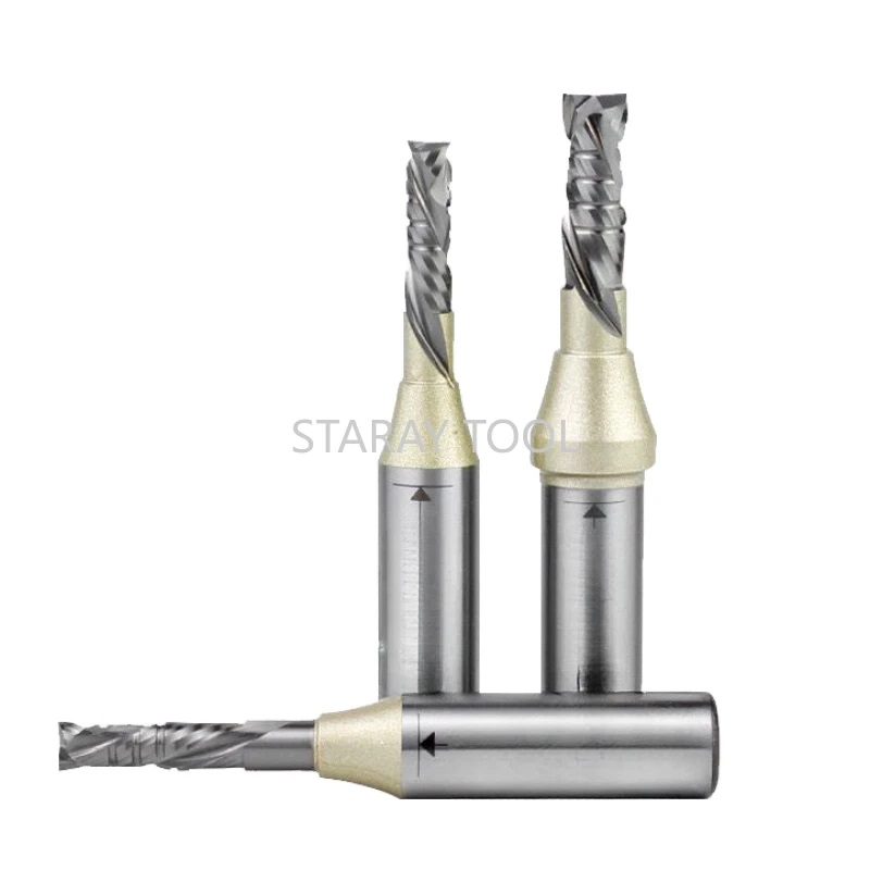 

6mm Woodworking Milling Cutter for Wood Double Veneer Cutting Knife Compound Spiral Router Bit Carbide CNC 8mm Router Bits