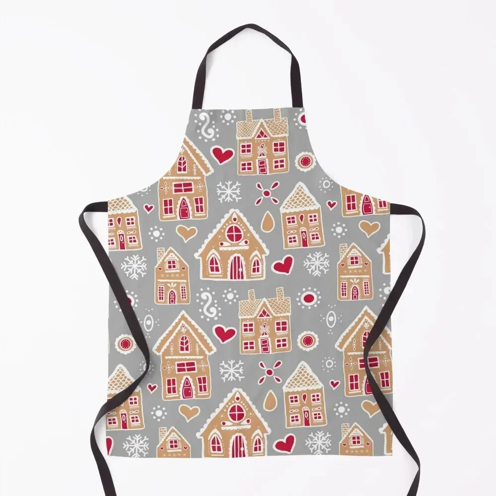 

Christmas Gingerbread House Pattern Apron For Nail Stylist for kitchen useful chef for man Cosmetologist Apron