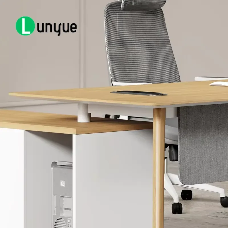 Modern L Shaped Executive Desk Wooden Office Table with Drawers Simple Functional Workstation Furniture for Home Office