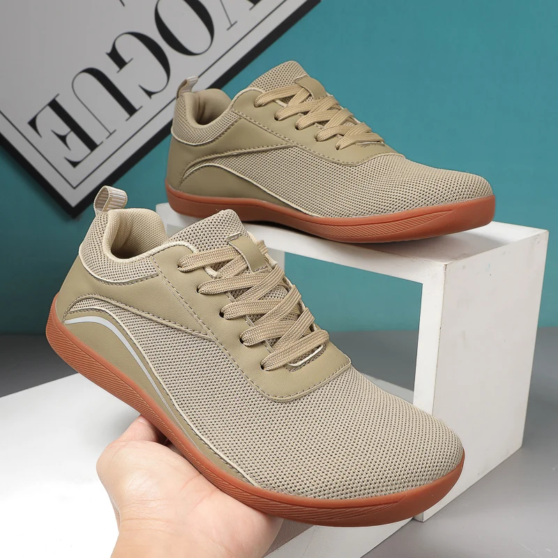 New Men's Wide Barefoot Canvas Sneaker 2024 Fashion Flats Soft Zero Drop Sole Wider Toe Light Weight Fashion Sneakes Big Size 47