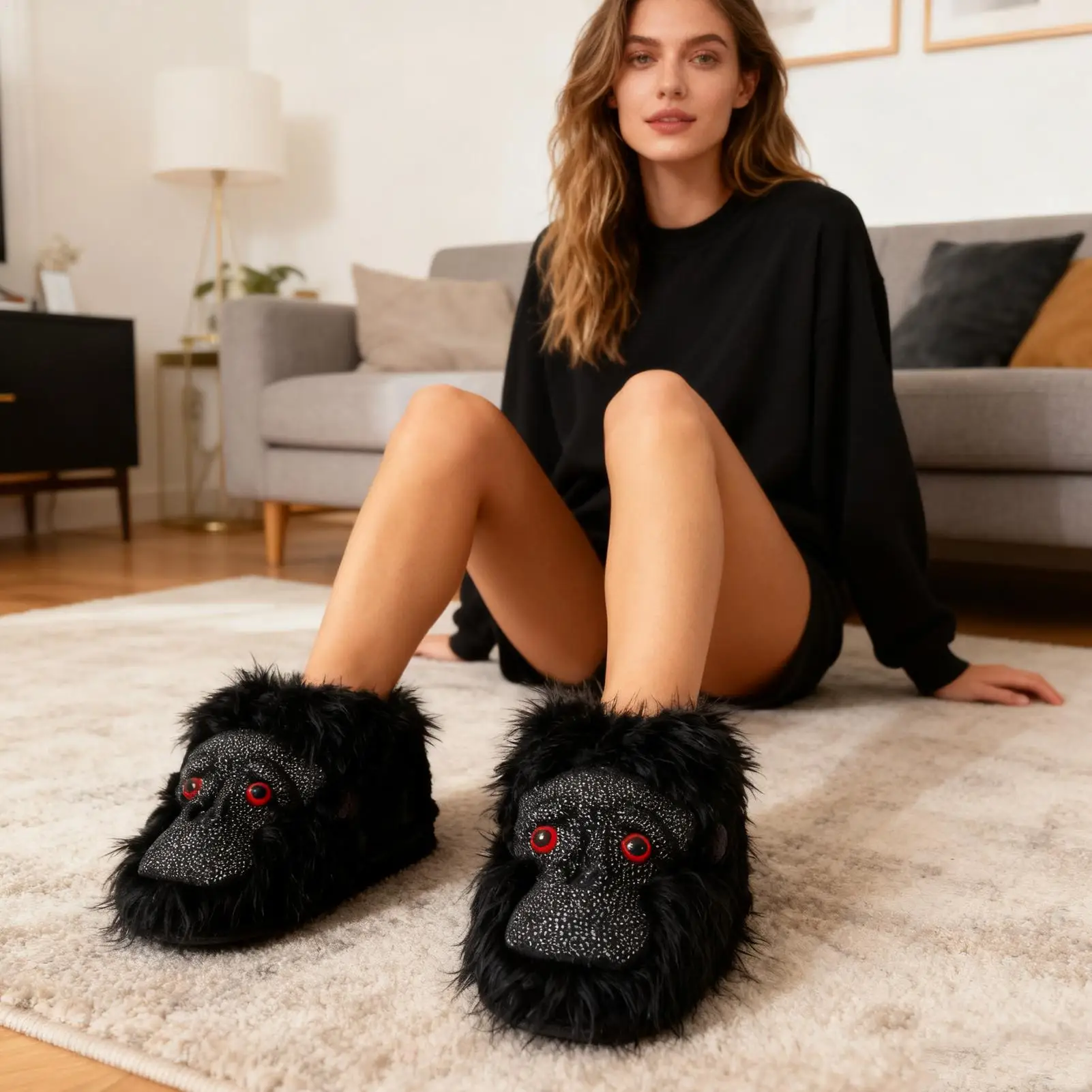 

Нечеткие тапочки, удобные зимние теплые тапочки с забавными животными для женщин и мужчин, для взрослых, для дома и улицы, для спальни, дома