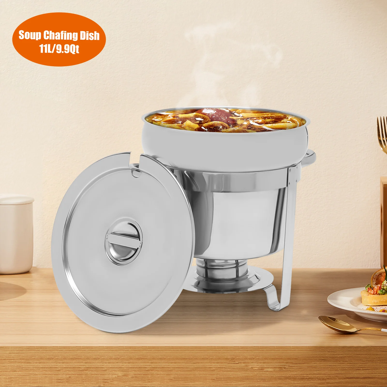 

Станция для супа из нержавеющей стали 11 л 201, большая емкость, сохраняющая тепло, подогреватель для супа, 3 ножки, устойчивая для ресторана/дома