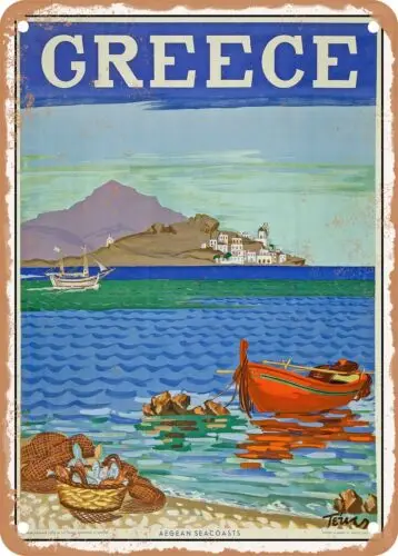 METAL SIGN - 1948 Greece Aegean Seacoasts Vintage Ad sign
