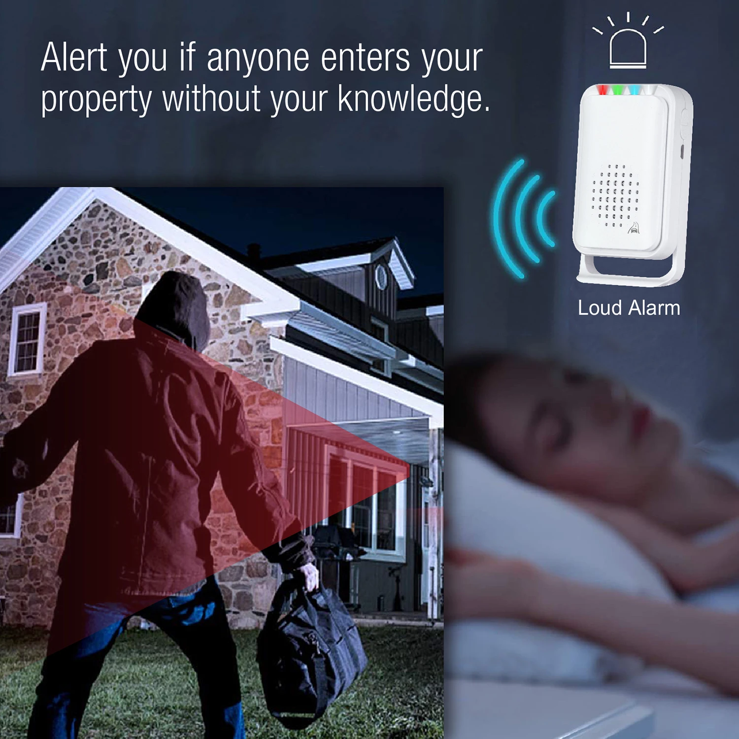 920Ft IR and Radar Dual Detection PIR Motion Sensor Wireless Doorbell Visitor Ringtone Home Security Lane Alarm