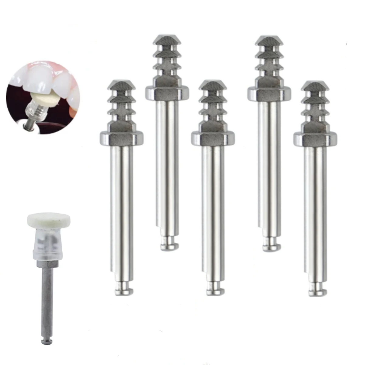 5pcs Dental Mandrel Composite Polishing Disc Rotary Clamp Rod RA Shank  Finishing Mandrel High Gloss Polishing Dental Material