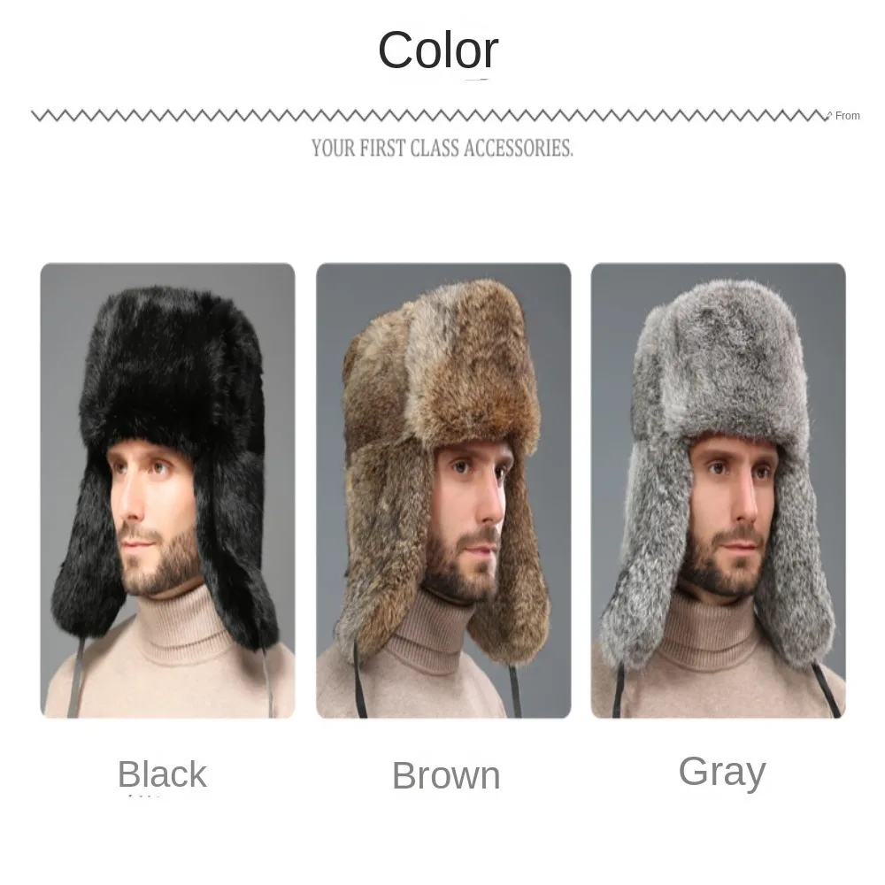 

High Quality Imitation Rabbit Hair Thickened Cotton Hat Warm Quilted Winter Windproof Warm Cap Skiing Hat Winter