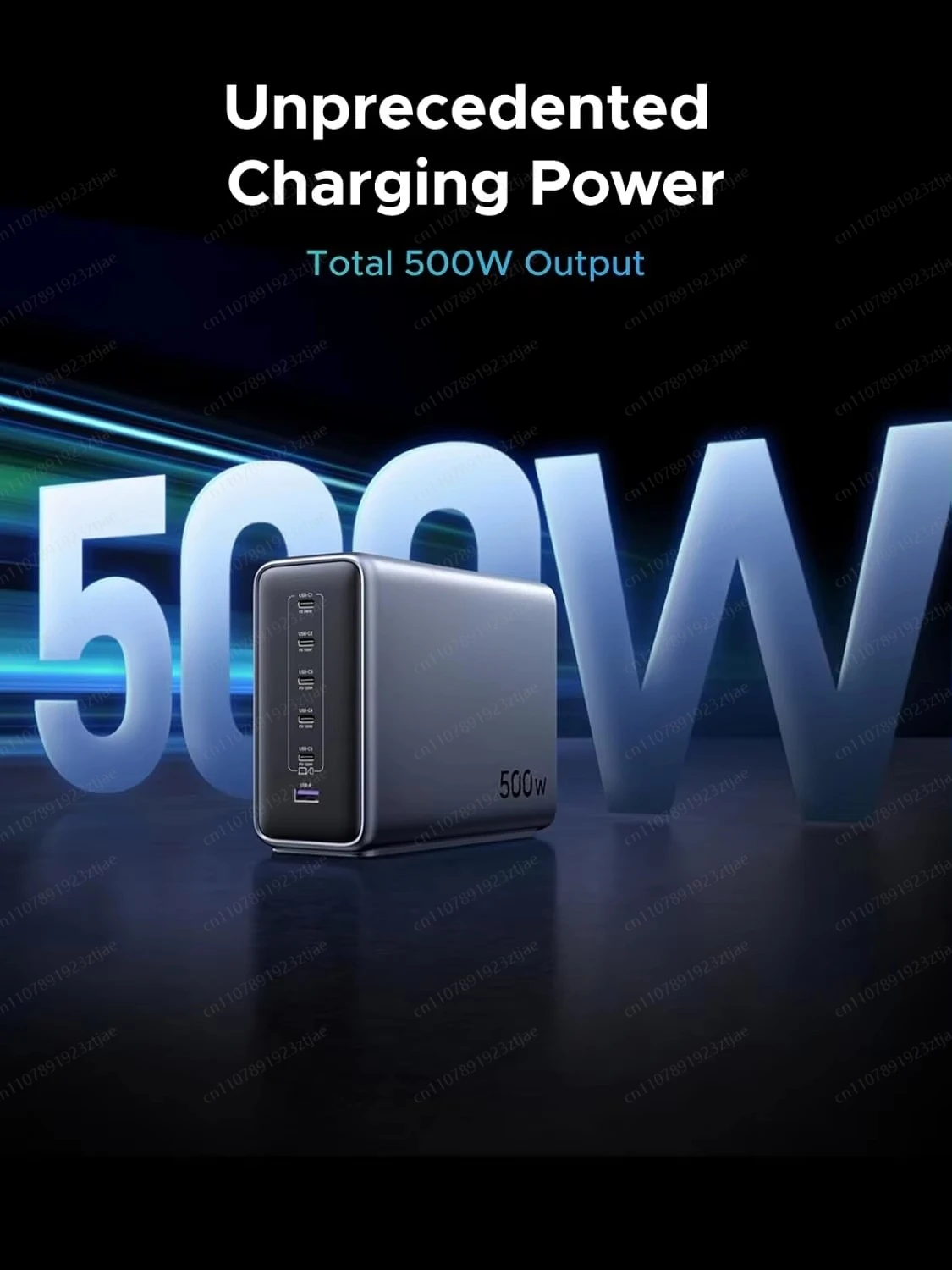 Nexode 500W GaN Fast Charging Station 6 Ports USB C & USB A Smart Temperature Control Wall Charg-er for Laptops Phones