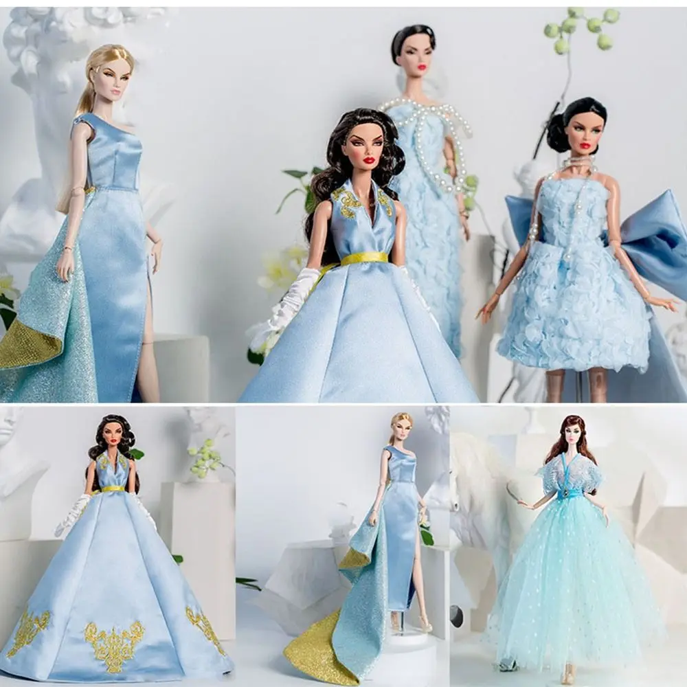 Fashion Doll Supermodel Blue Dress Embroidery Luxurly 8 Styles Exquisite Wedding Dresses Doll Clothes Suit Collector Gifts