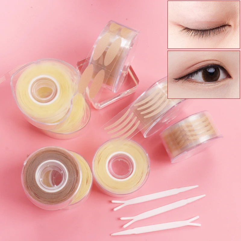 600Pcs Eyelid Tape Sticker Invisible Natural Self-adhesive Double Fold Eyelid Lace Paste Self Adhesive Clear Beige Makeup Tool